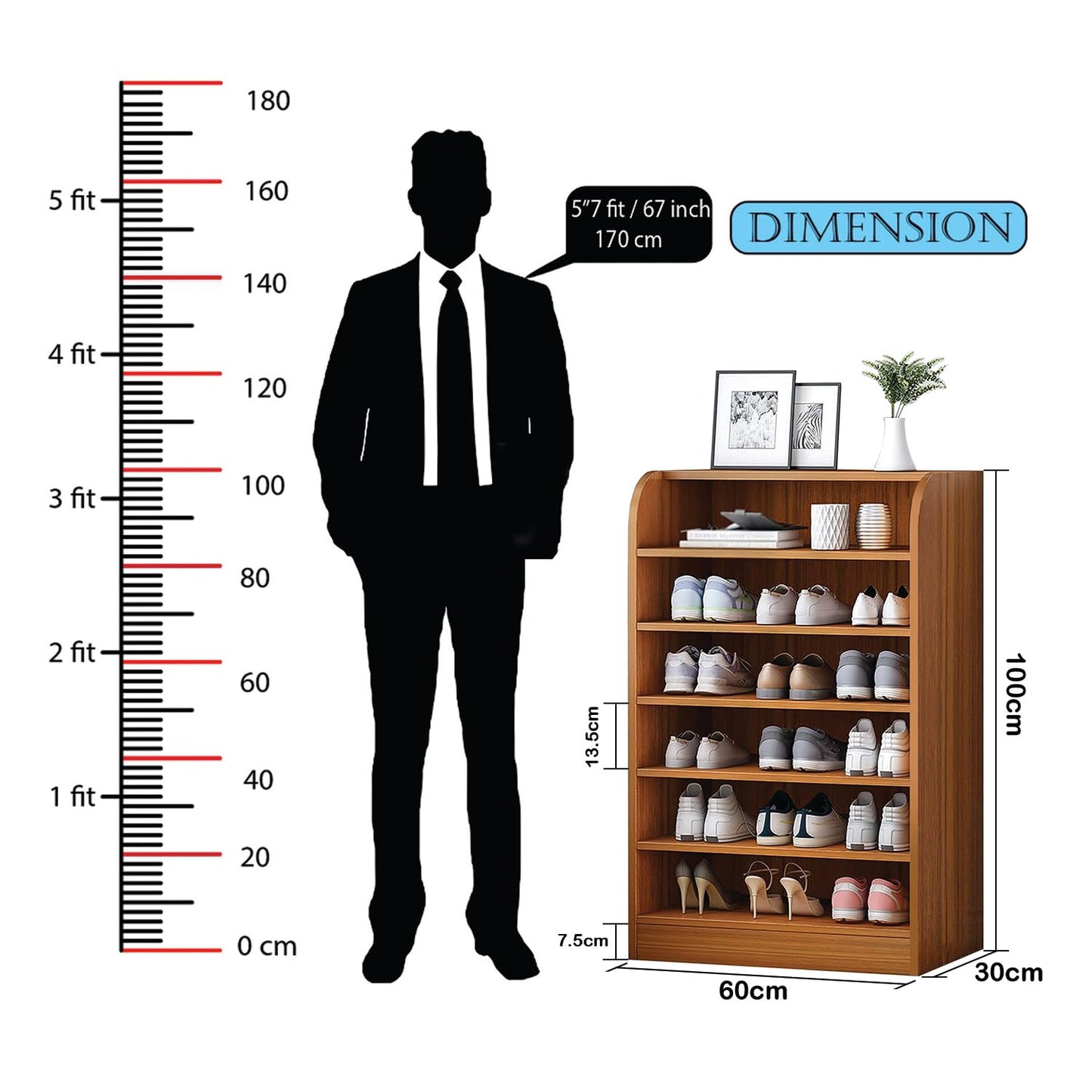 6 Layer Shoe Rack | Open Storage Organizer for Home Use