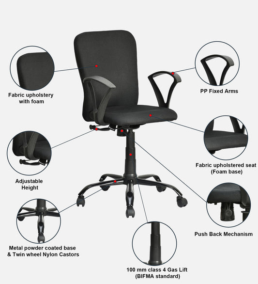 Ergonomic Office Chair with Lumbar Support - Black Mesh | Verbal Home