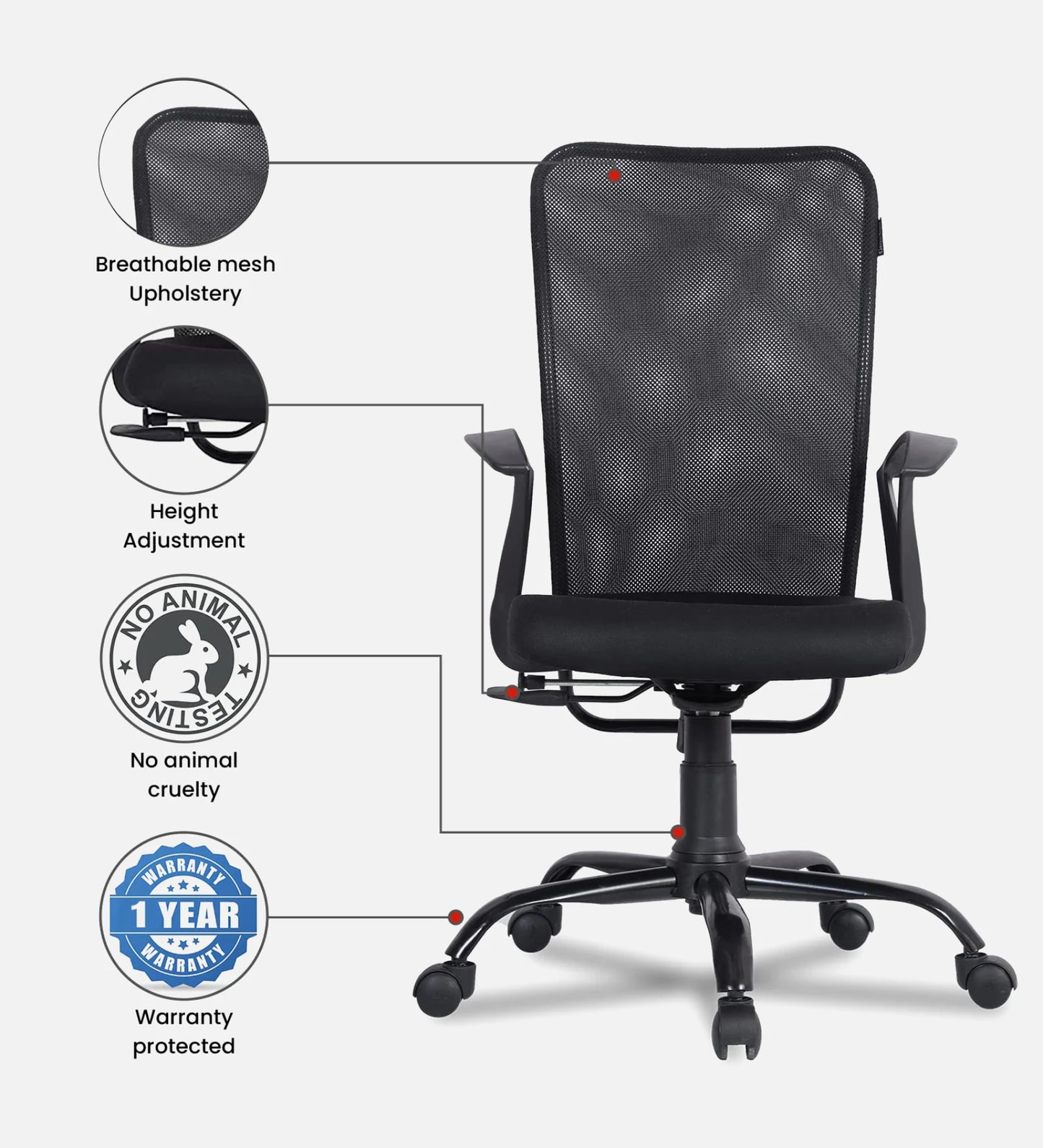 Ergonomic Office Chair | Breathable Mesh Design – Black