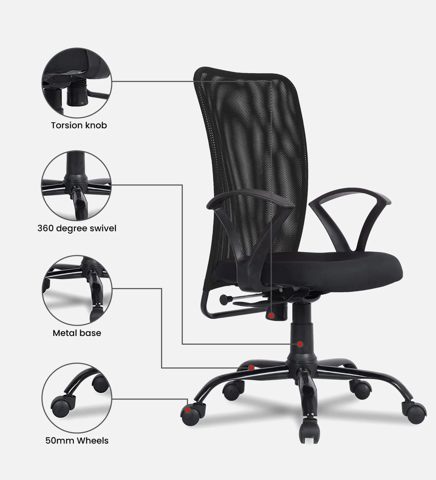 Ergonomic Office Chair | Breathable Mesh Design – Black