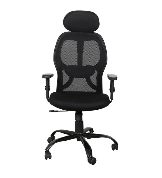 High Back Office Chair with Mesh Fabric & Armrest - Black | Verbal Home