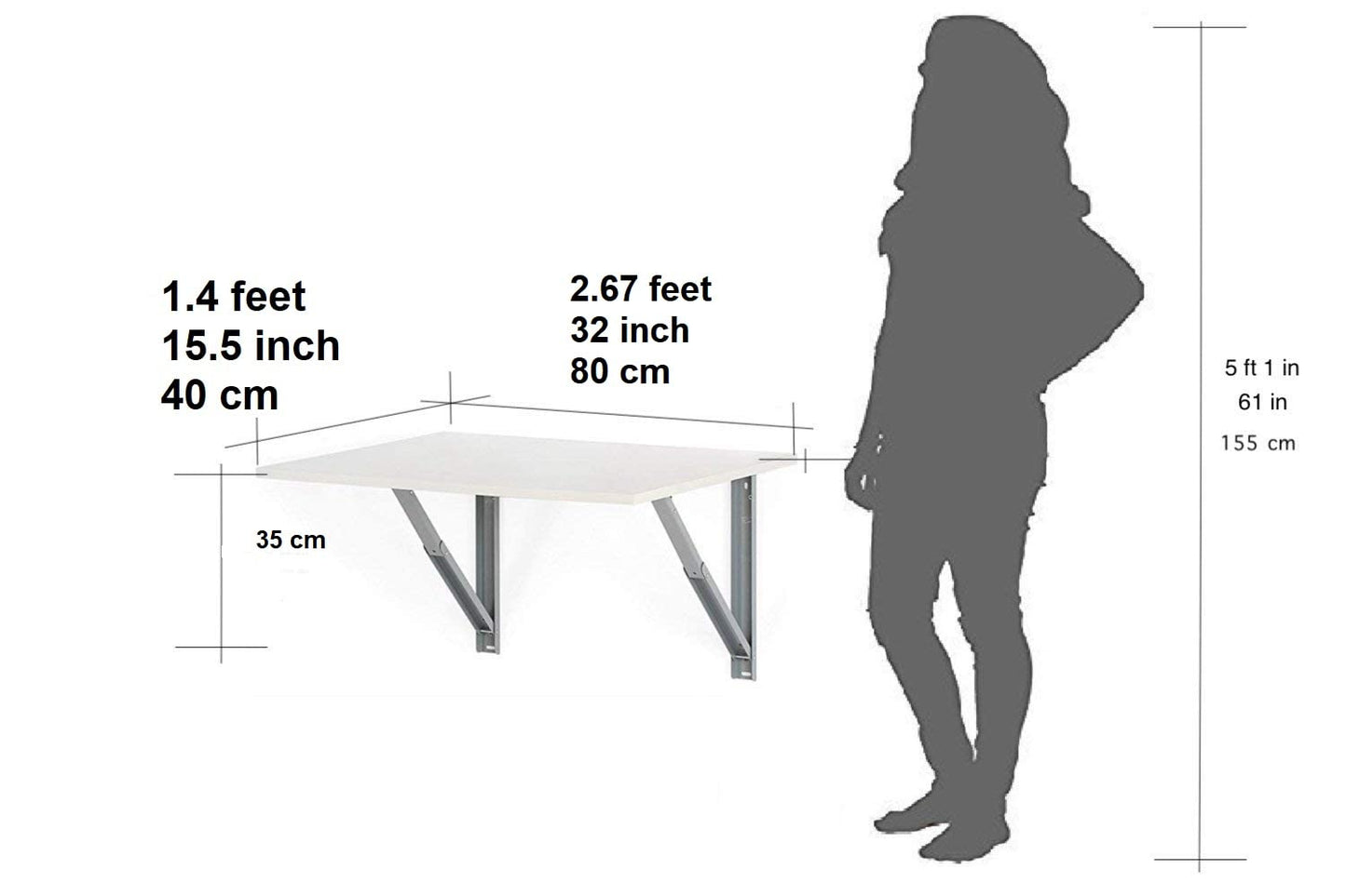 Compal Wall Mounted Foldable Study Table – Space-Saving Laptop & Office Desk