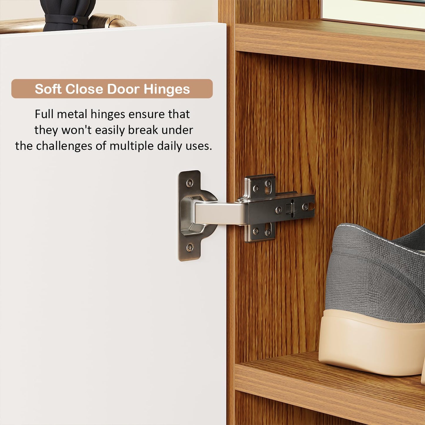 Wooden Shoe Rack with Door | Multi-Layer Footwear Storage Unit