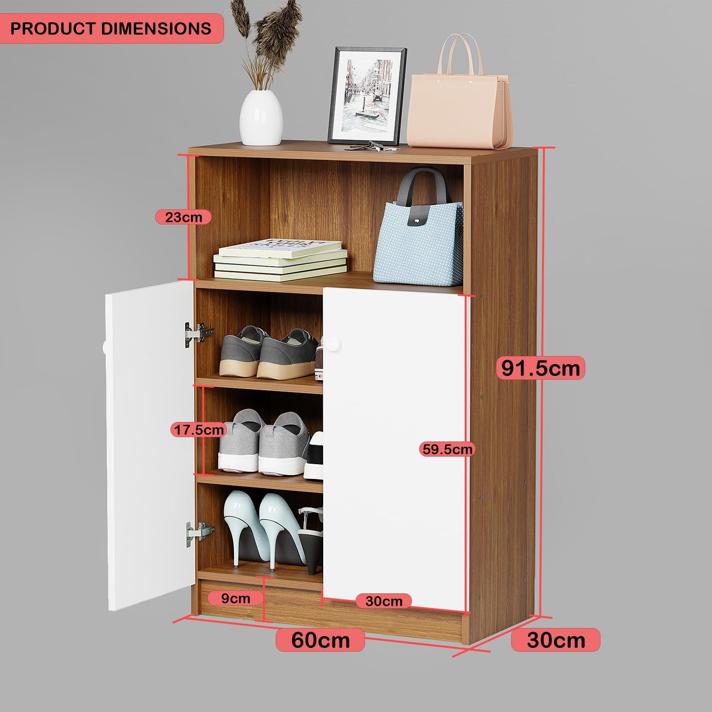 Wooden Shoe Rack with Door | Multi-Layer Footwear Storage Unit