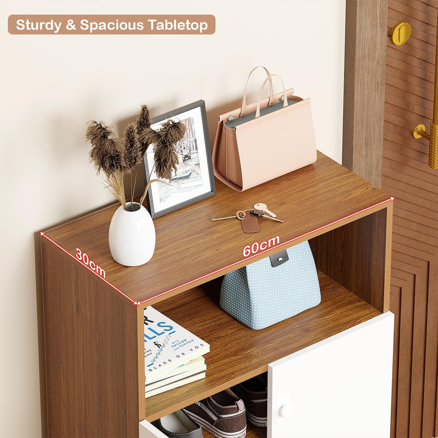 Wooden Shoe Rack with Door | Multi-Layer Footwear Storage Unit