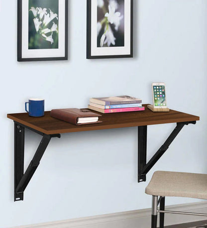 Premium Wall Mounted Folding Table | Oak Brown Finish | Free Installation in Mumbai & Navi Mumbai | Space-Saving Study/Work Desk by Verbal Home