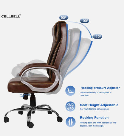 Premium Leatherette Executive Office Chair - Brown | Verbal Home