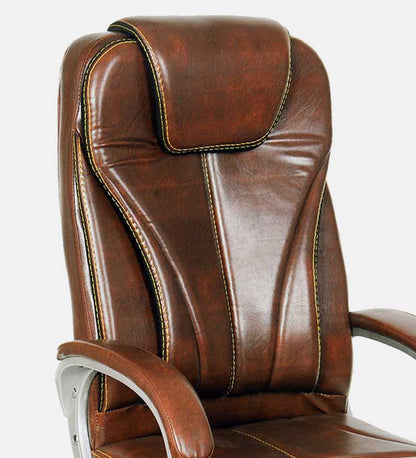 Premium Leatherette Executive Office Chair - Brown | Verbal Home