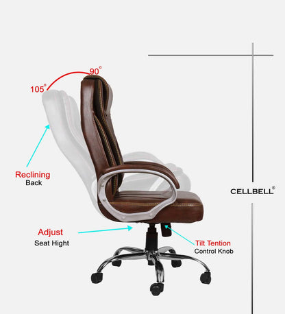 Premium Leatherette Executive Office Chair - Brown | Verbal Home