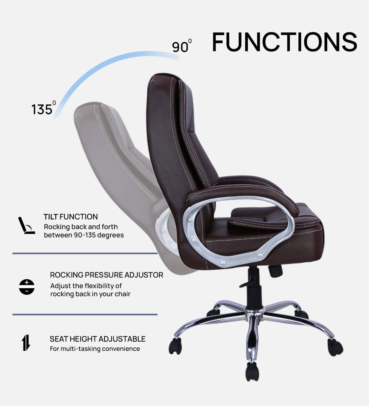 Executive Office Chair - High Back Leatherette Brown | Verbal Home