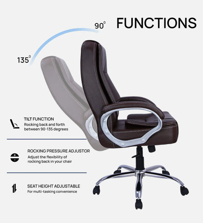 Executive Office Chair - High Back Leatherette Brown | Verbal Home