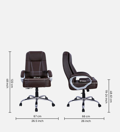 Executive Office Chair - High Back Leatherette Brown | Verbal Home